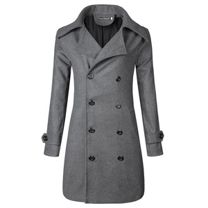 Cappotto di lana Casual da <span class=keywords><strong>uomo</strong></span> oversize all'ingrosso 2024 abbottonatura collo lungo <span class=keywords><strong>Trench</strong></span> da <span class=keywords><strong>uomo</strong></span> cappotto lungo per l'inverno - Product Image 3
