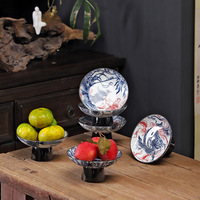 Chinees blauw-wit porseleinen fruitplateau met afneembaar ontwerp, precisie-geproduceerd, hoog, hartvormig, retro Amerikaanse stijl voor thuisgebruik