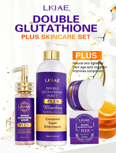 Ensemble de soins éclaircissants pour la peau à action <span class=keywords><strong>rapide</strong></span> Double Glutathion, Vitamine C, Lotion pour le corps, Crème pour le visage, Kit facial 5-en-1 pour un éclat radieux - Product Image 4