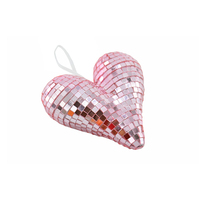 Boule de miroir en verre de Disco de lumière suspendue réfléchissante en forme de coeur rose rose de luxe avec décorations de chaîne pour la fête