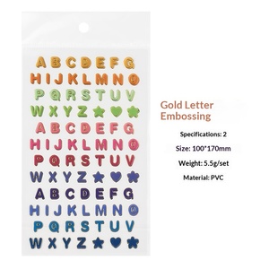 Adesivi Fai-da-Te per Album Fotografici con Bordi Dorati, Lettere e Numeri, Cuori, <span class=keywords><strong>Stelle</strong></span>, Motivi Geometrici, Decorazioni per Diari in Carta - Product Image 6