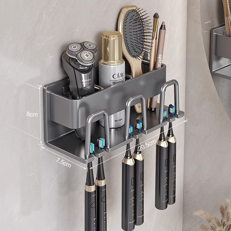 Porte-gobelet gris anthracite à 3 compartiments (sans gobelet) - amovible