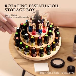 Wooden Essential Oil Organizer Desktop Storage Rack For Lipstick And Decanter Bottles <b>Pine</b> Wood Natural Color - Product Image 2
