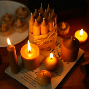Bougie chauffe-plat artisanale en cire d'abeille naturelle, aromathérapie classique, mèche florale, en forme de coupelle, combustion sans fumée, durée de combustion de 200 minutes - Product Image 4