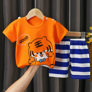 RTS – ensemble de vêtements d'été de haute qualité pour bébé, t-shirts pour enfants, costume en coton pour garçon, t-shirt à manches courtes personnalisé avec pantalon pour enfants - Product Image 4