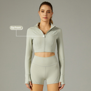 MIQI 2024 nouvelles femmes fermeture éclair en plein air course sport Yoga <span class=keywords><strong>manteau</strong></span> filles séchage rapide haut court Fitness à manches longues veste - Product Image 2