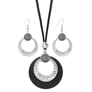 Bohemian Geometric Jewelry <b>Set</b> Alloy Antique <b>Silver</b> Plated <b>Necklace</b> And Earrings Women's Party Fashion - Product Image 5