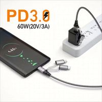 Câble de données USB de charge rapide PD Type C vers Type C 66W en nylon tressé 5 en 1 de haute qualité