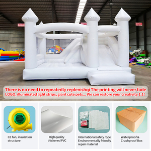 Château gonflable publicitaire commercial et résidentiel, multicolore, imperméable, avec ventilateur intégré, installation facile, toboggan de 12 pieds - Product Image 3