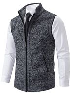 Chaleco de Punto con Cuello Alto y Cierre para Hombre, Chaleco sin Mangas con Bolsillos, Ropa de Abrigo Informal para Otoño e Invierno, Logotipo Personalizado