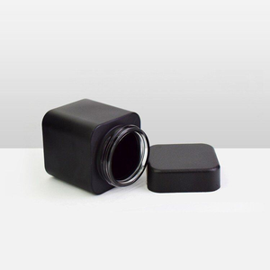 2oz 3oz 4oz Child Resistant Matt Black Glass Container Black <strong>Square</strong> Glass <strong>Jars</strong> Containers Airtight Glass Spice Bottles With Lid - Product Image 2