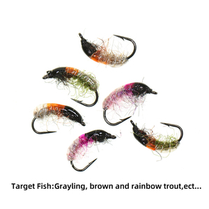 10 #   12 #   Señuelo de Pesca para Trucha y Trucha Arcoíris, Mosca de Camarón Ninfa Checa, Mosca de Insecto, Mosca de Gusano, Color Gris Oliva, Gris, Rosa - Product Image 6