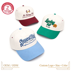 Cappellino da Baseball in Cotone a 5 Pannelli con Visiera Bicolore a Contrasto, Logo Personalizzato e Ricamo 3D - Product Image 2