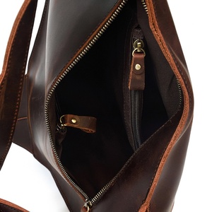 <span class=keywords><strong>Mochila</strong></span> de cuero genuino Crazy Horse Skin Casual Student Schoolbag Zipper Crazy Horse <span class=keywords><strong>Mochila</strong></span> de viaje de cuero de vaca para hombres - Product Image 5