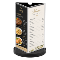 Support de menu rotatif triangulaire en acrylique de qualité supérieure avec inserts personnalisés pour salon, stand d'exposition