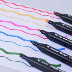 Ensemble de 80 marqueurs d'art à double pointe (fine et biseautée) à base d'alcool, avec support et sac - Product Image 2