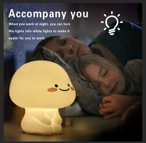 Sıcak satış özel şarj edilebilir sevimli Led gece uyku işık lambası gülen bebek silikon Pat gece lambası çocuk odası için