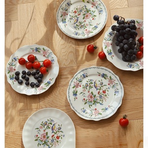 Offre Spéciale – Assiettes en Céramique Traditionnelles Chinoises de 8 Pouces à Motifs Floraux et Oiseaux, Bord Festonné, <span class=keywords><strong>pour</strong></span> Dîner, Desserts et Gâteaux à Domicile - Product Image 4