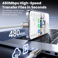 Câble USB-C vers USB-C Toocki Smart Charge 60W haute puissance, tissage fin, transfert 480 Mbps pour téléphones, tablettes, charge rapide et sécurisée