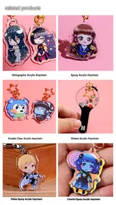 Giá Rẻ Moq Tùy Chỉnh Rõ Ràng In Acrylic Charms Keychain Tự Làm Acrylic Shaker Keychain