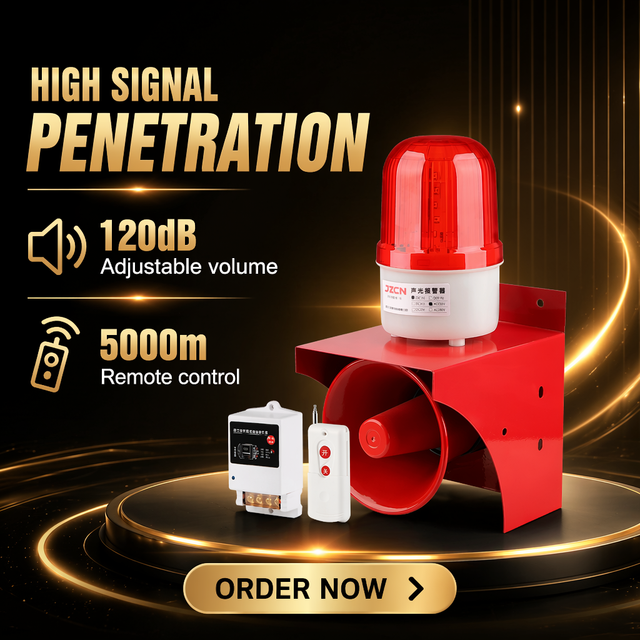 5000M Wireless Remote Control Alarm 120dB Horn LED Strobe 220VAC PC Housing Industrial Home Security Siren