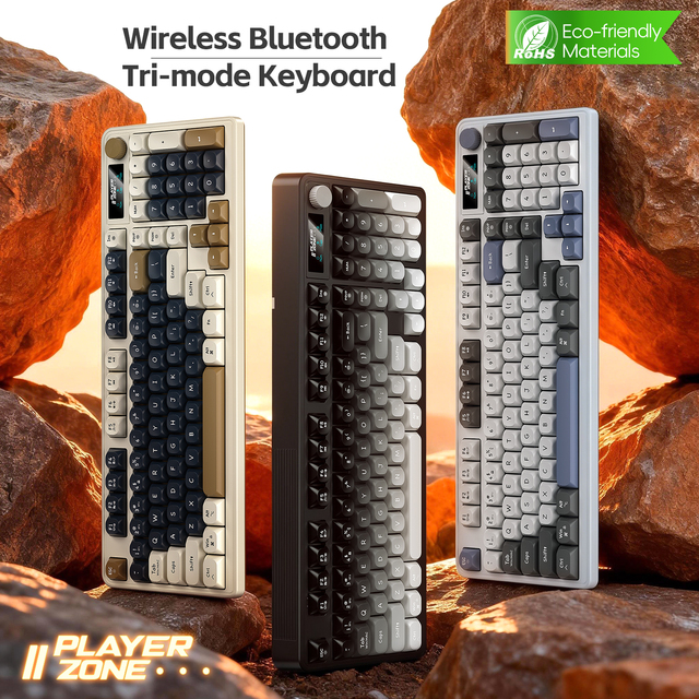 K10 Wireless BT Tri-mode Membrane Gaming Keyboard Programmable Silent RGB Backlighting Waterproof Type-C for Office Gaming