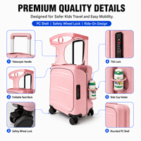 Valise à roulettes rigide pour enfants de 20 pouces, ouverture frontale, bagage cabine pour voyages en famille