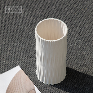 Jarrón de cerámica con estampado 3D de <span class=keywords><strong>Merlin</strong></span> Living en forma de jarrón de decoración del hogar de bambú, fabricación de fábrica de cerámica Chaozhou - Product Image 5
