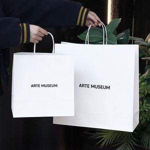 Bolsas de Papel Kraft Blancas Desechables, Biodegradables y Reciclables, Ecológicas, con Asas, Impresión de Logotipo Personalizado, Impresión Offset, Venta al Por Mayor - Product Image 3