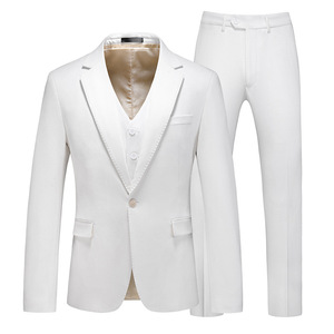 S1041Q New Fashion High-quality Temperament Suit White <b>Large</b> Size Casual Suit Three-piece Slim Groom Wedding Men's Suit - Product Image 5