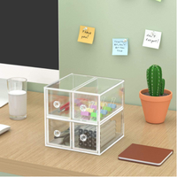 Organisateur de tiroir à crayons en acrylique transparent 5.9*5.9 boîte à tiroirs de rangement carrée pour accessoires cosmétiques et de bureau