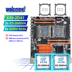 Nouvelle carte mère PANDL X99-2D41 <span class=keywords><strong>E</strong></span>-ATX 8X DDR4 ECC RAM, ensemble Intel Dual Xeon E5 <span class=keywords><strong>2680</strong></span> <span class=keywords><strong>V4</strong></span>, carte mère X99, combo double processeur, kit Xeon X99 - Product Image 1