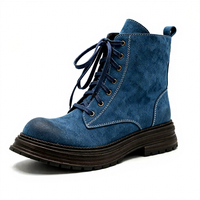 Nouvelles Arrivées Bottes Combat en Daim à Lacets pour Femme 2026 – Chaussures d'Hiver à Plateforme en Cuir pour Femme, Bottines