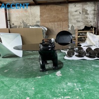 Table basse en fibre de verre solide en forme d'hippopotame, statue créative d'animal en FRP, base ronde, pour la maternelle