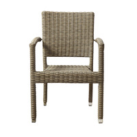 Chaise de salle à manger d'extérieur empilable en rotin et osier, style moderne, éco-responsable, avec structure en aluminium, pour cour, minimaliste, vente en gros