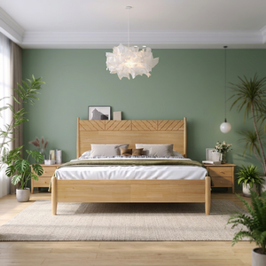Scandinavian Solid Wood <b>Platform</b> <b>Bed</b> Queen Size Natural Color Assemblable 902# - Product Image 2