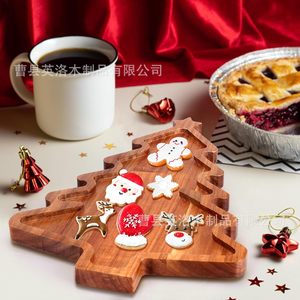 Bandeja para Servir con Diseño de Árbol de Navidad, Color Madera Natural, Decorativa, para Uso en Restaurantes - Product Image 4