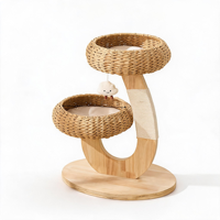 Arbre à chat pliable de luxe en placage de chêne, design classique moderne en forme de C, avec griffoir en sisal, élégant condo pour chat, usage intérieur, vente en gros