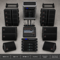 Sistem Speaker Line Array NEARSTAR Dual 12 Inch Paket Audio Konser dengan Amplifier, Rak, dan Frame Pengangkut