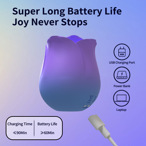 Vibrador en Forma de Rosa, Súper Potente, Estimulador de Clítoris y Pezones, Recargable por USB, Resistente al Agua IPX7, 10 Frecuencias - Product Image 6