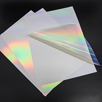 Papier autocollant transparent holographique arc-en-ciel en vinyle PET A3 A4 imperméable, acrylique PE auto-adhésif pour imprimante jet d'encre et masquage
