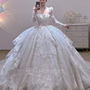 Robes de mariée luxueuses avec un design en dentelle exquis et scintillant, robes de mariée arabes, Lsjj98 - Product Image 2