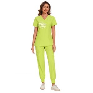 Stretch V-Neck <b>Scrub</b> <b>Top</b> & Jogger Pant with 8 Pockets Stretch V-Neck Women's Medical Set Uniforms & Costumes - Product Image 5