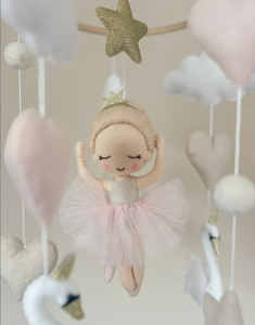 Mobile pour berceau Ballerine <span class=keywords><strong>Rose</strong></span> Or Mobile pour bébé fille avec cygne étoiles nuages lune - Product Image 4