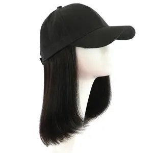 Mysure peruca de chapéu de beisebol, natural, feminina, de cabelo humano, extensões de cabelo