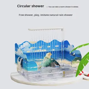 Acquazzone elettrico pappagallo peonia modello pelle di tigre bottone interno esterno gabbia per uccelli scatola da bagno per uccelli - Product Image 2