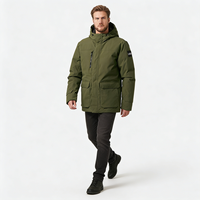 Veste parka en coton doublée de duvet avec logo personnalisé imprimé, 3 en 1, à capuche, de haute qualité, pour homme, avec grande poche, noyau intérieur amovible, coupe-vent