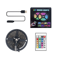 Bande lumineuse LED RGB USB 5V en PVC pour rétroéclairage TV, moniteur PC gaming, décoration d'ambiance, télécommande, haute luminosité, DIY