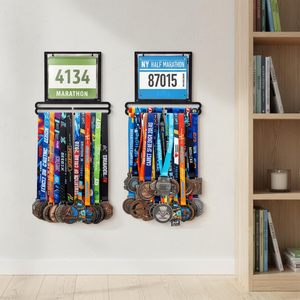 Elegante Exhibidor de Medallas Deportivas de Metal Negro en Forma Rectangular para Montar en la Pared, Caja de Exhibición para Medallas de Carreras - Product Image 6