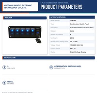 Panneau de commutation combiné 5+1 pour bateau marin avec double USB, voltmètre numérique et éclairage bleu